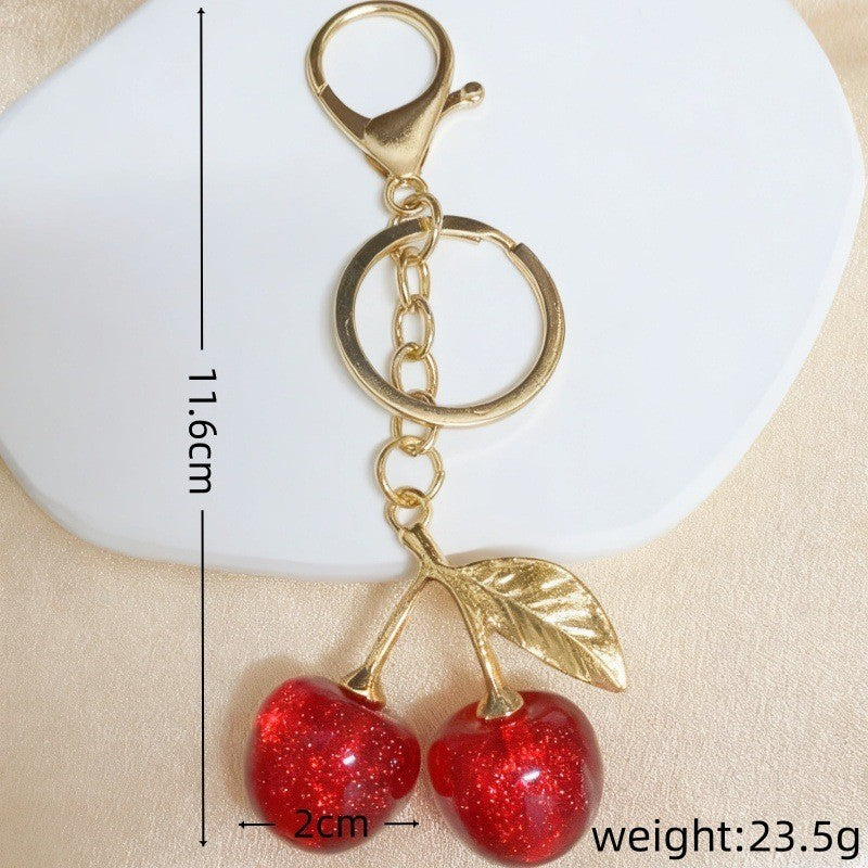 Mini Shimmer Cherry Bag Charm - Red / Lobster Clasp