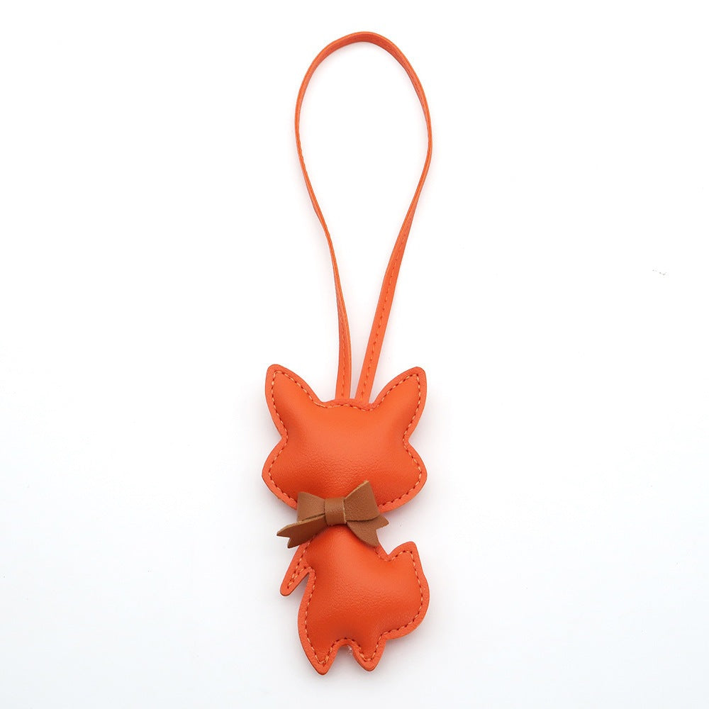 Little Fox Faux-Leather Bag Charm - Orange