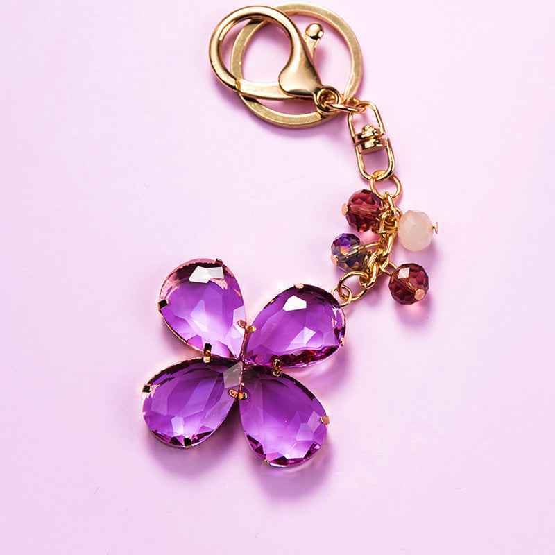 Faceted Clover Bag Charm - Purple