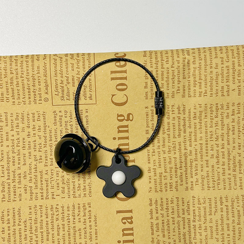 Little Flower Bell Bag Charm - Black