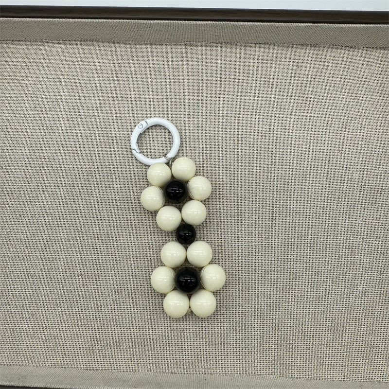 Beaded Daisy Loop Bag Charm - White