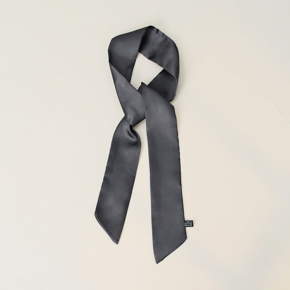Everyday Satin Ribbon Scarf - Dark grey