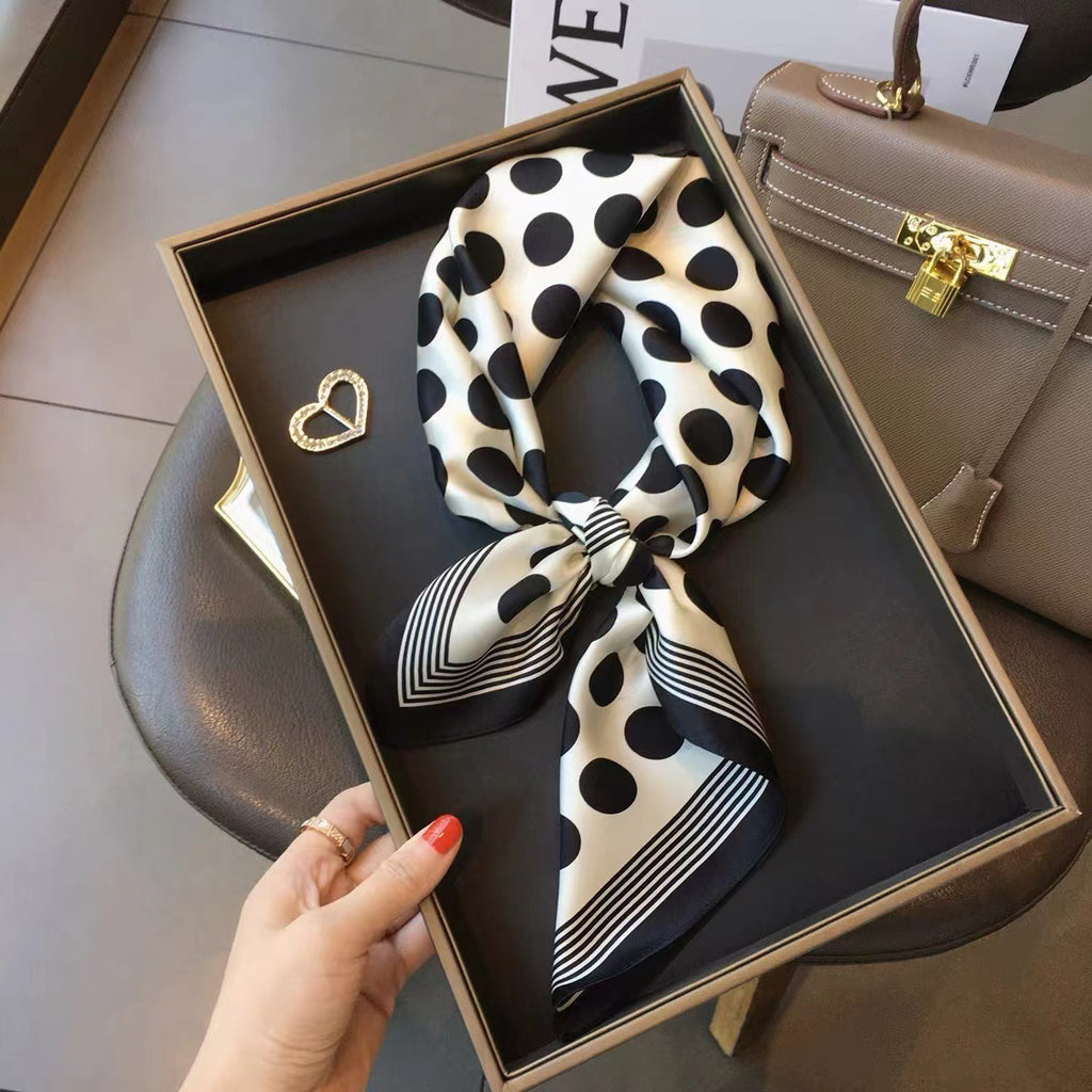 Monochrome Dot Square Scarf - Black and White