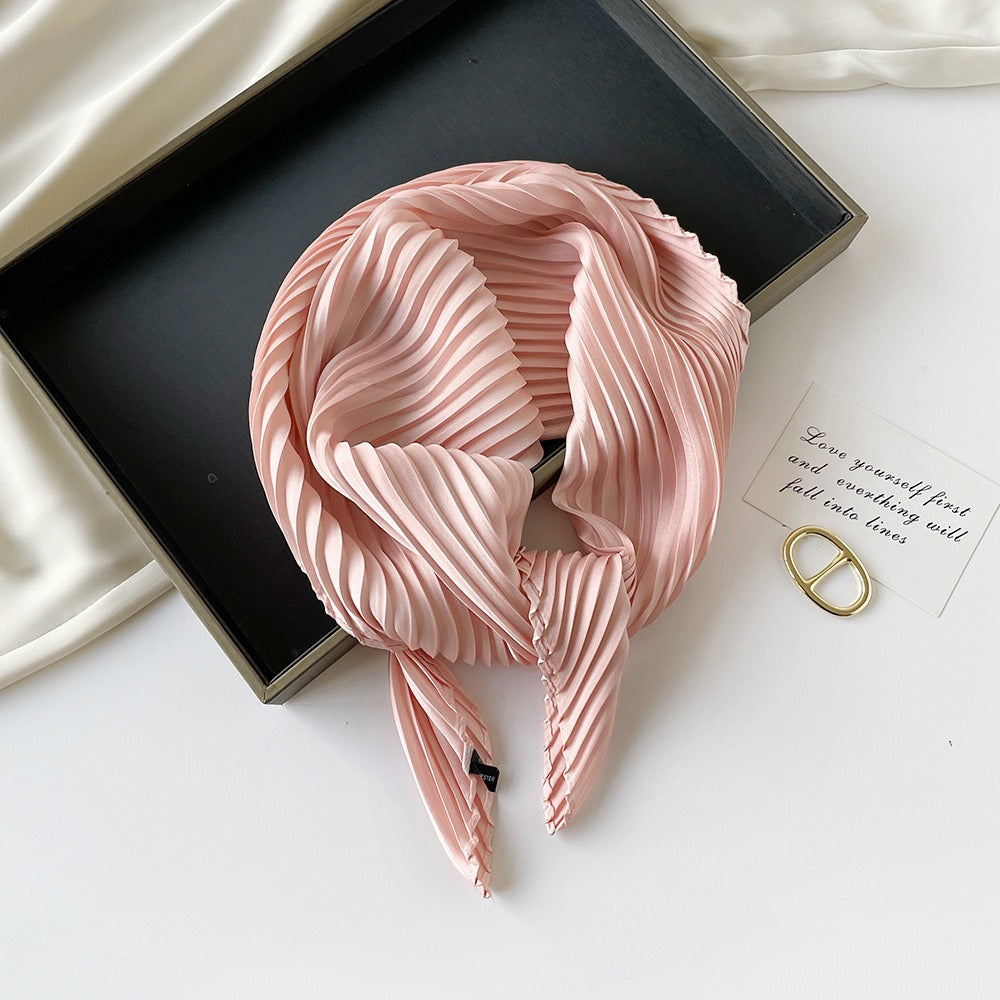 Pleated Square Scarf 70 - Pink