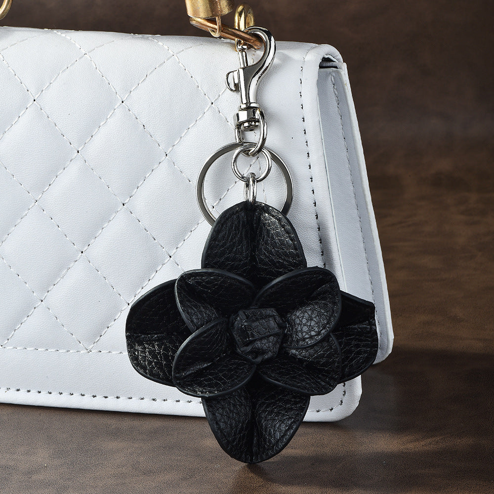 Layered Petal Bag Charm - Black
