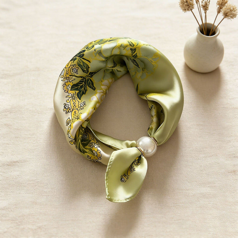 Floral Magnetic-Clasp Scarf - Fresh Green