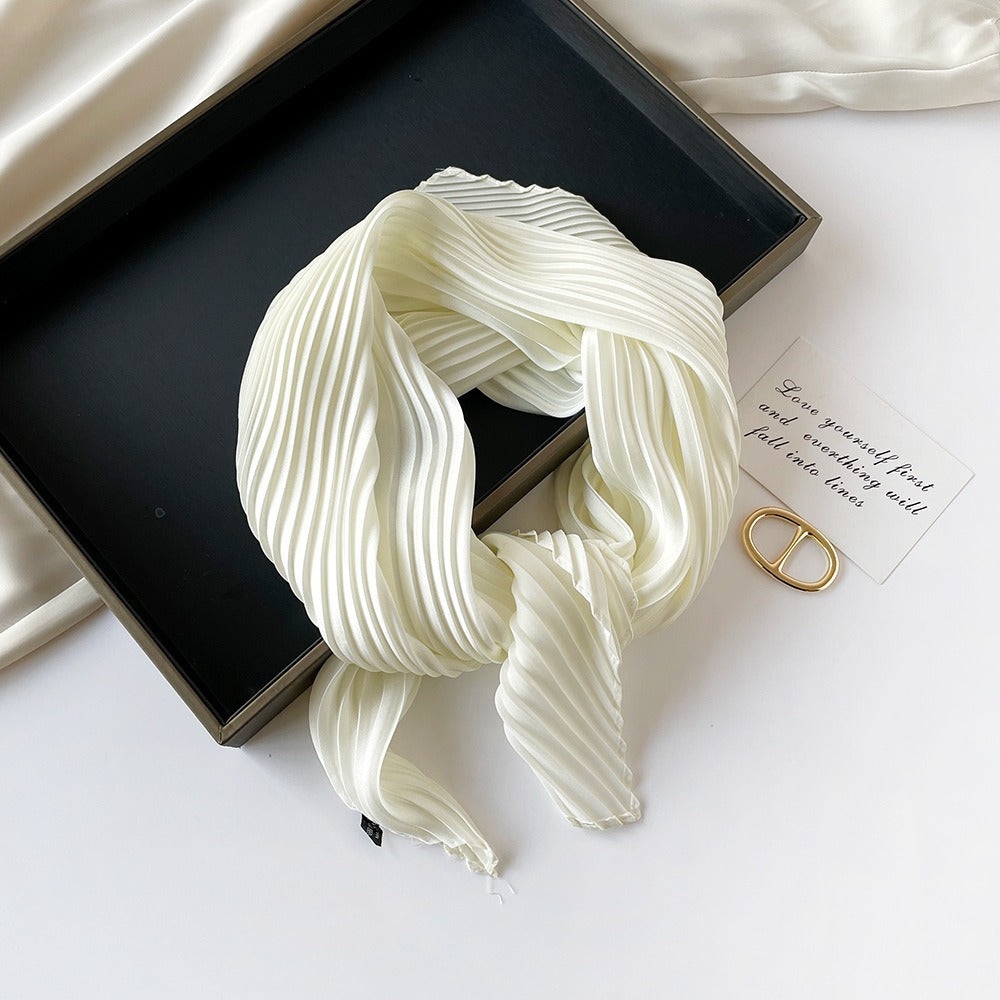 Pleated Square Scarf 70 - Ivory