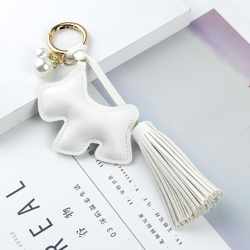 Little Dog Tassel Bag Charm - White