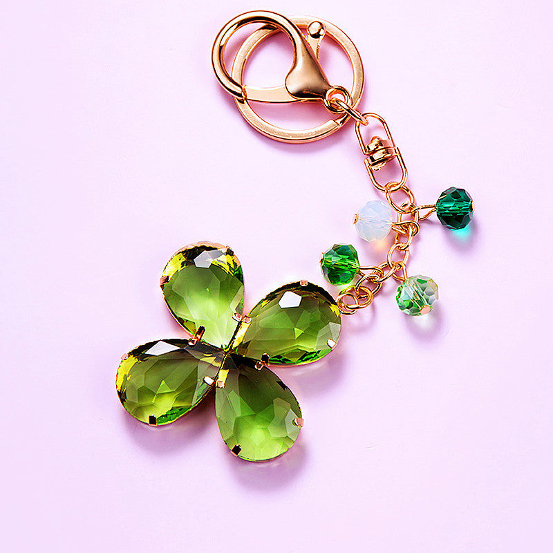 Faceted Clover Bag Charm - Green