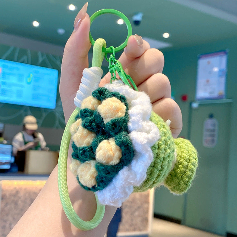 Mini Crochet Bouquet Bag Charm - Green