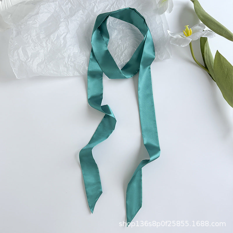 Long Colour Ribbon Scarf - Malachite green