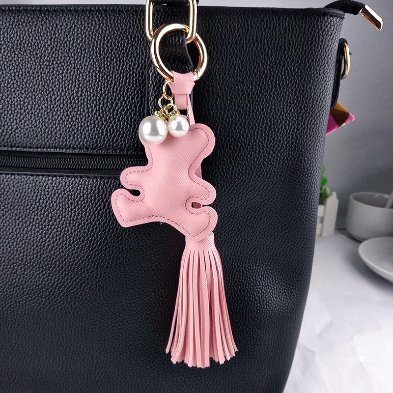 Little Bear Tassel Bag Charm - Pink