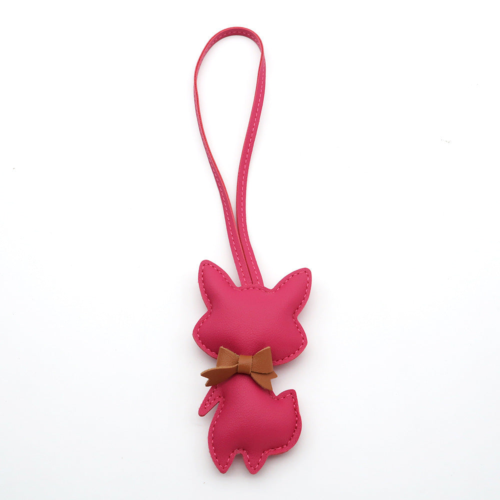 Little Fox Faux-Leather Bag Charm - Fuchsia