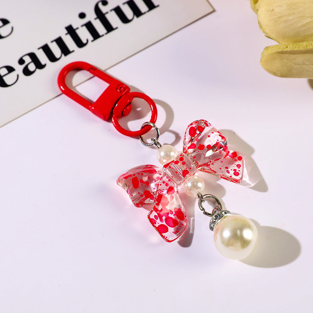 Starlight Bow and Pearl-Look Charm - Red