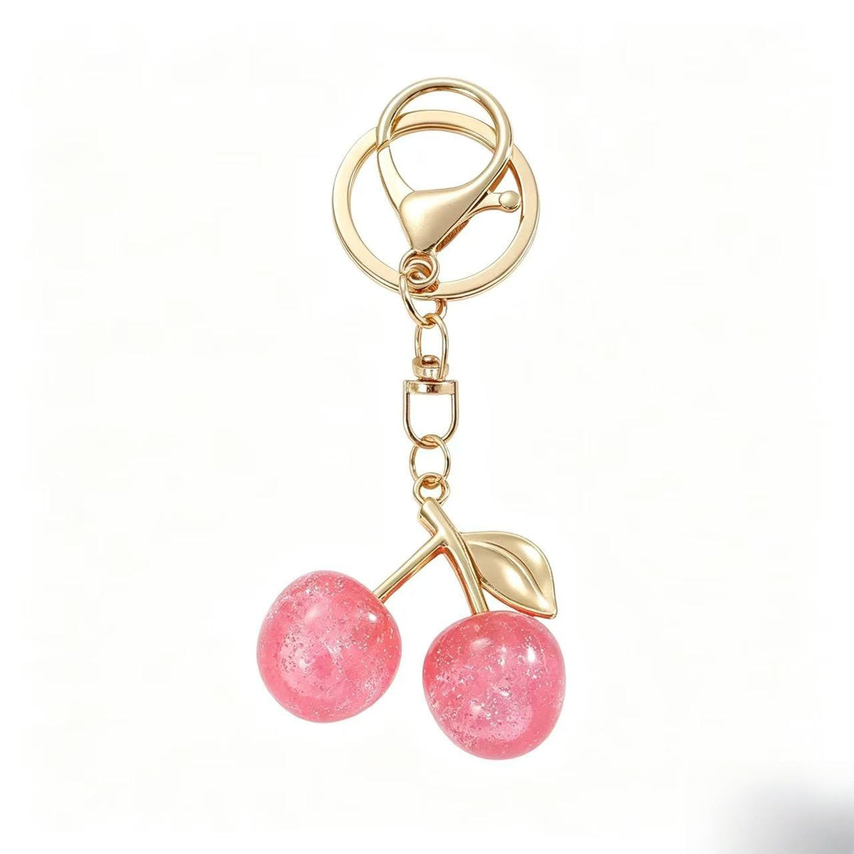 Glossy Cherry Bag Charm - Pink / Gold-Tone Clasp P