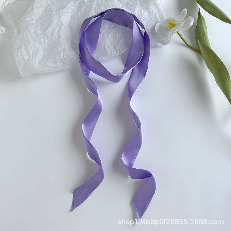 Long Colour Ribbon Scarf - Lilac