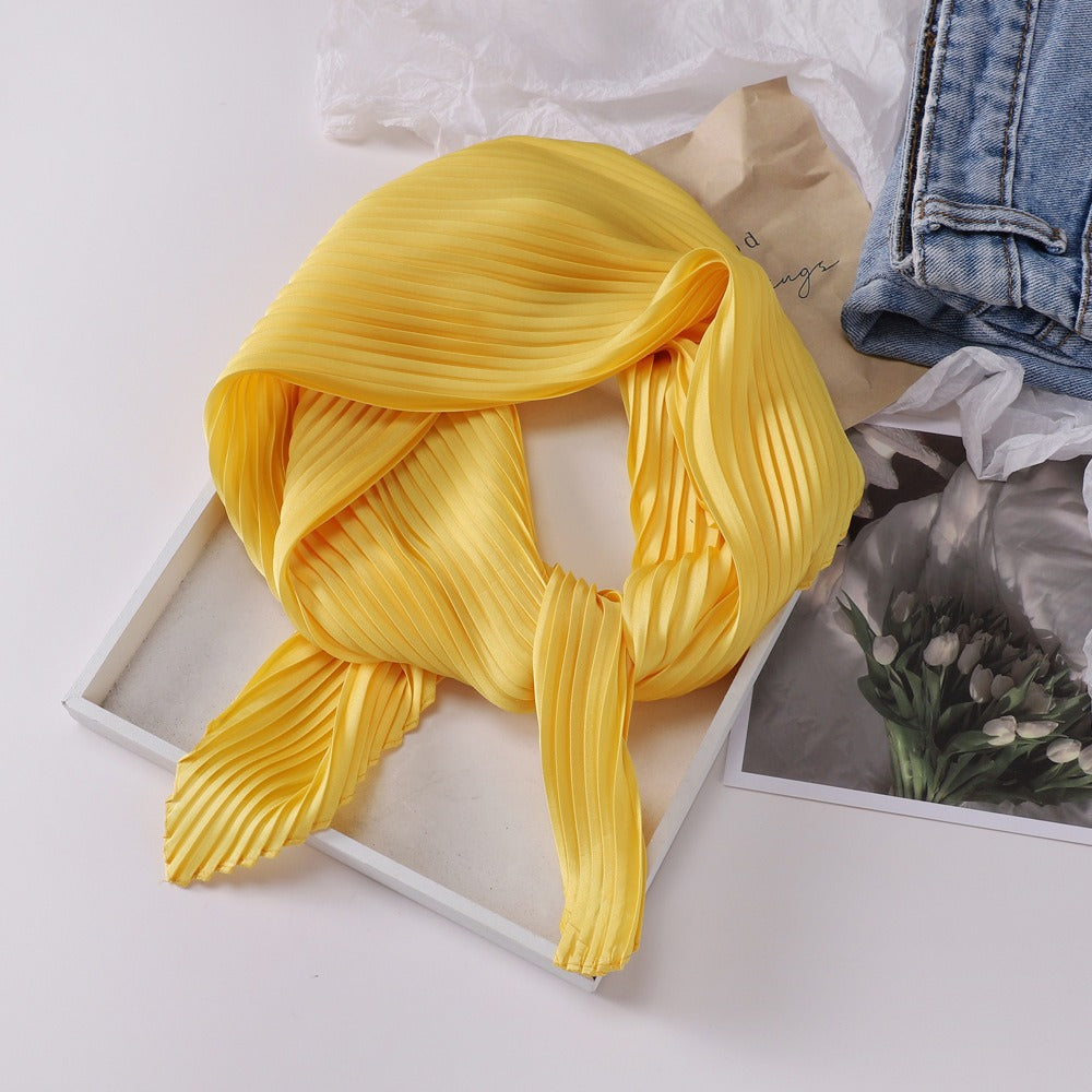 Pleated Square Scarf 70 - Yellow
