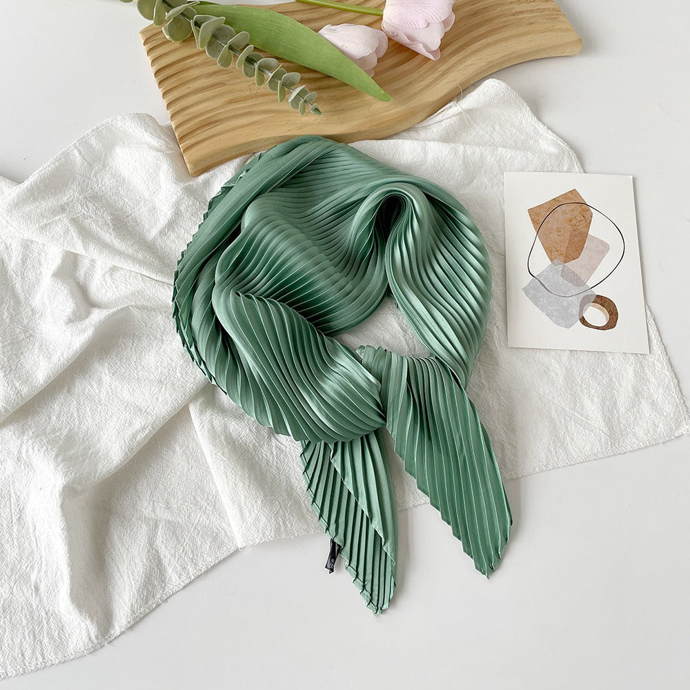 Pleated Square Scarf 70 - Sage Green