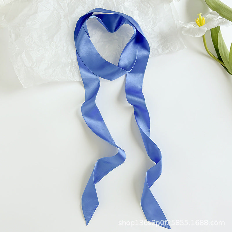 Long Colour Ribbon Scarf - Royal blue