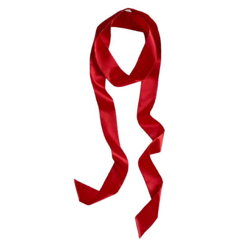 Long Colour Ribbon Scarf - Red