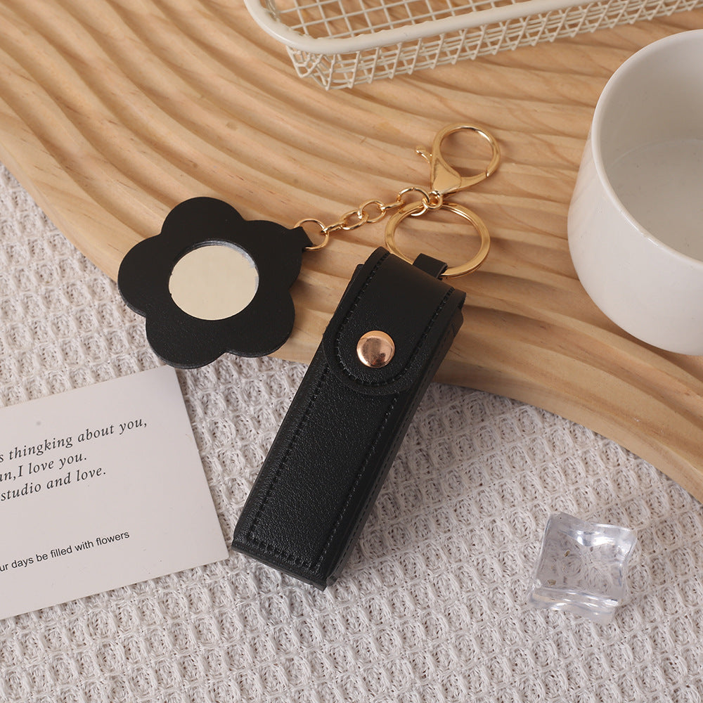Petal Lipstick Holder Bag Charm - Black