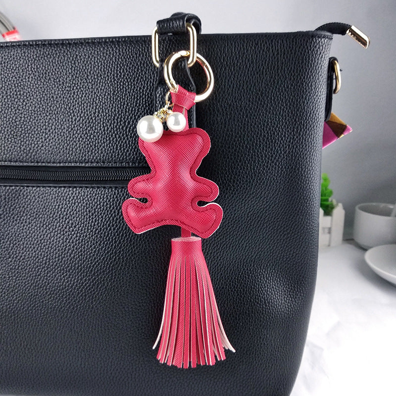 Little Bear Tassel Bag Charm - Red