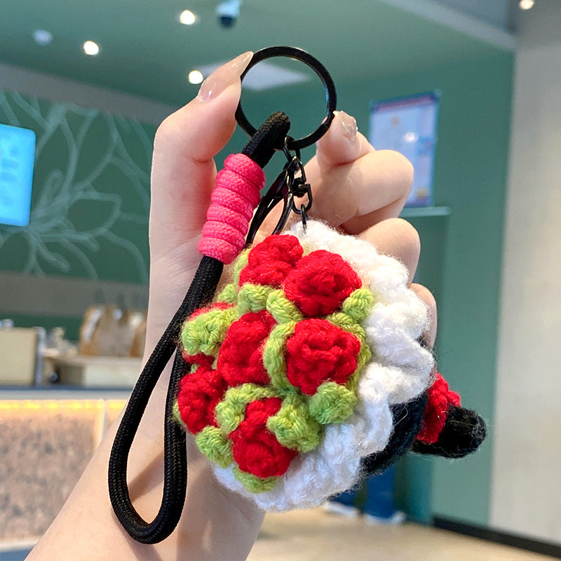 Mini Crochet Bouquet Bag Charm - Black