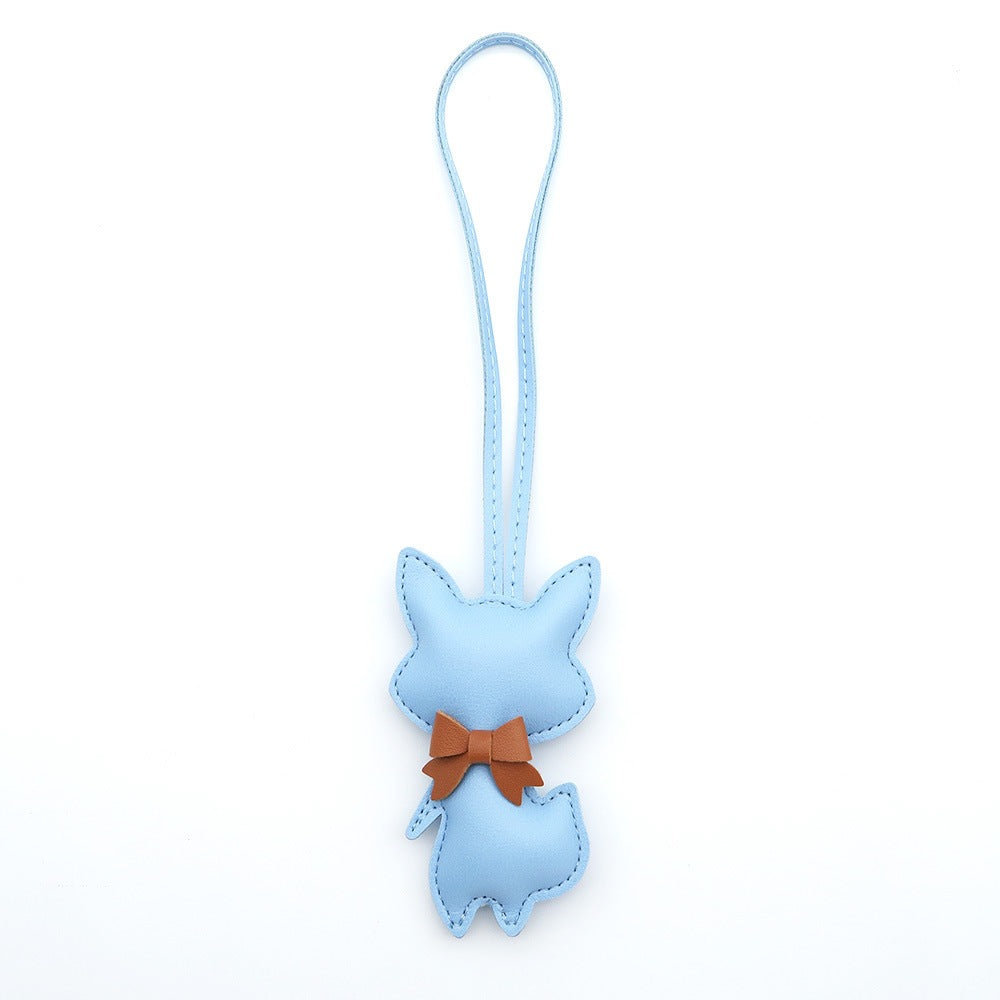 Little Fox Faux-Leather Bag Charm - Blue