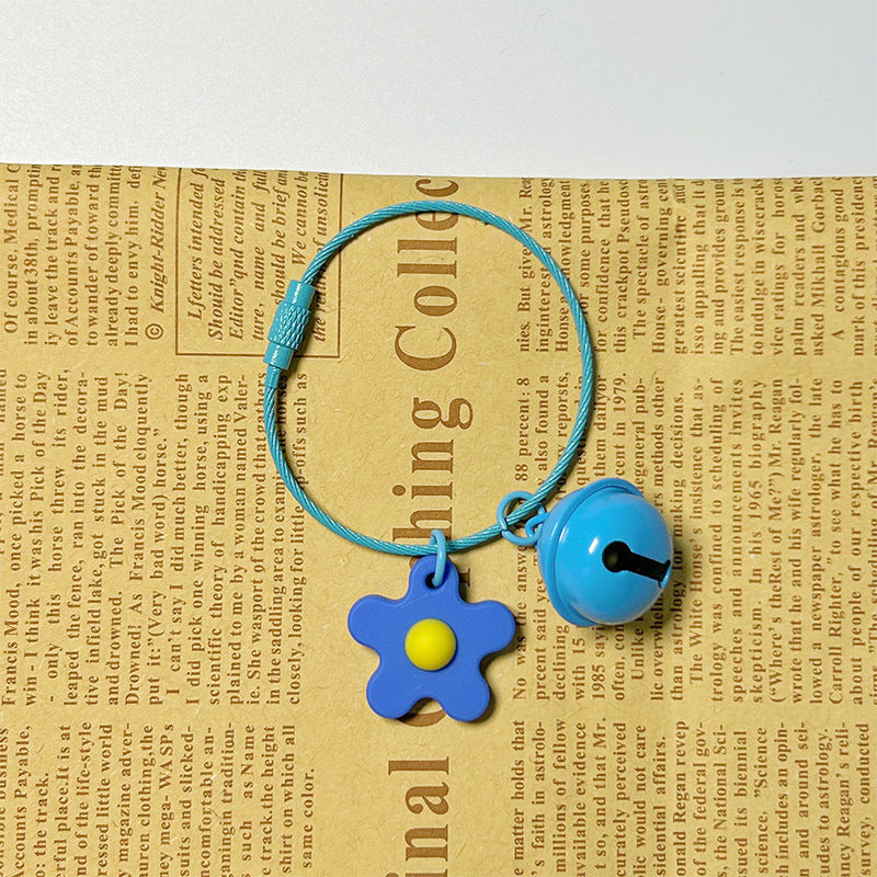 Little Flower Bell Bag Charm - Blue