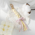 Cotton Knot and Flower Bag Charm - Light yellow