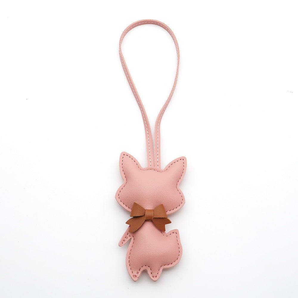 Little Fox Faux-Leather Bag Charm - Pink