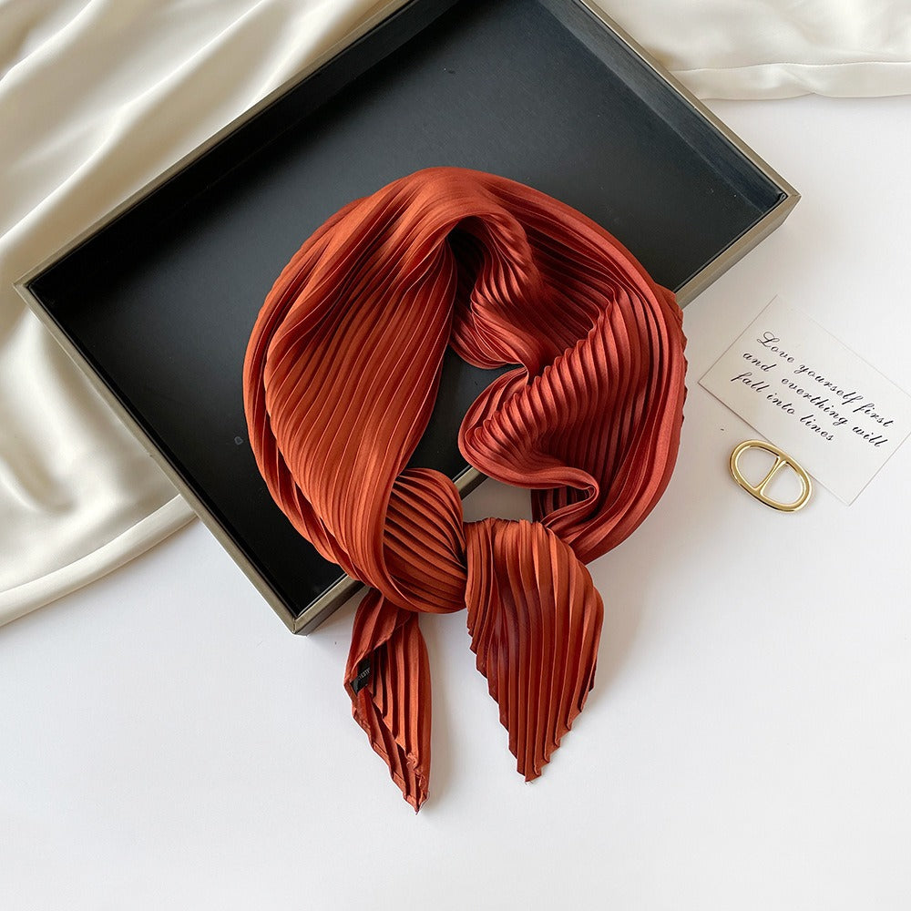 Pleated Square Scarf 70 - Caramel