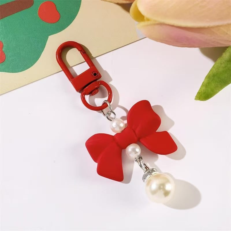 Pastel Bow and Pearl-Look Charm - Red