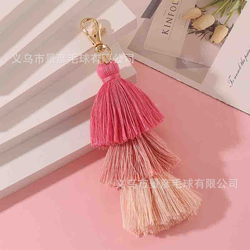 Three-Tier Tassel Bag Charm - Peach