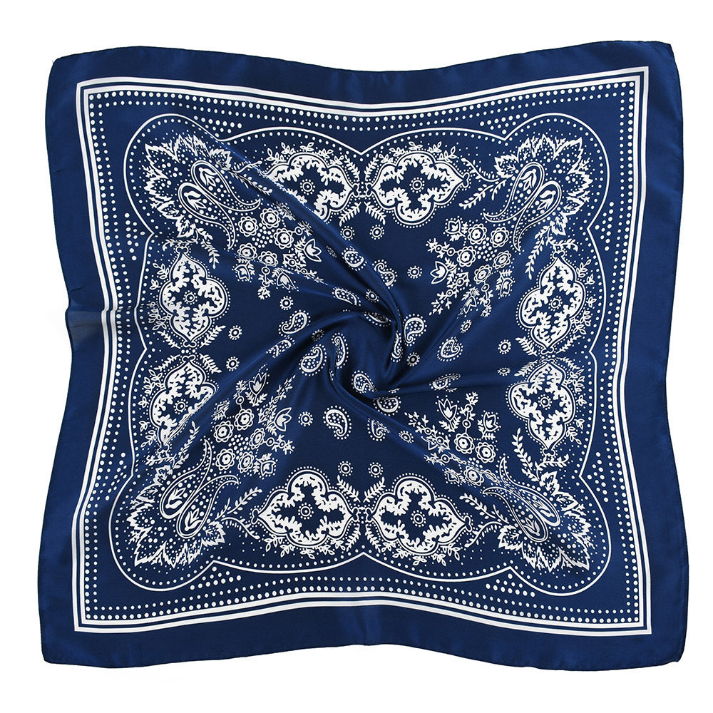 Classic Paisley Square Scarf - Navy blue