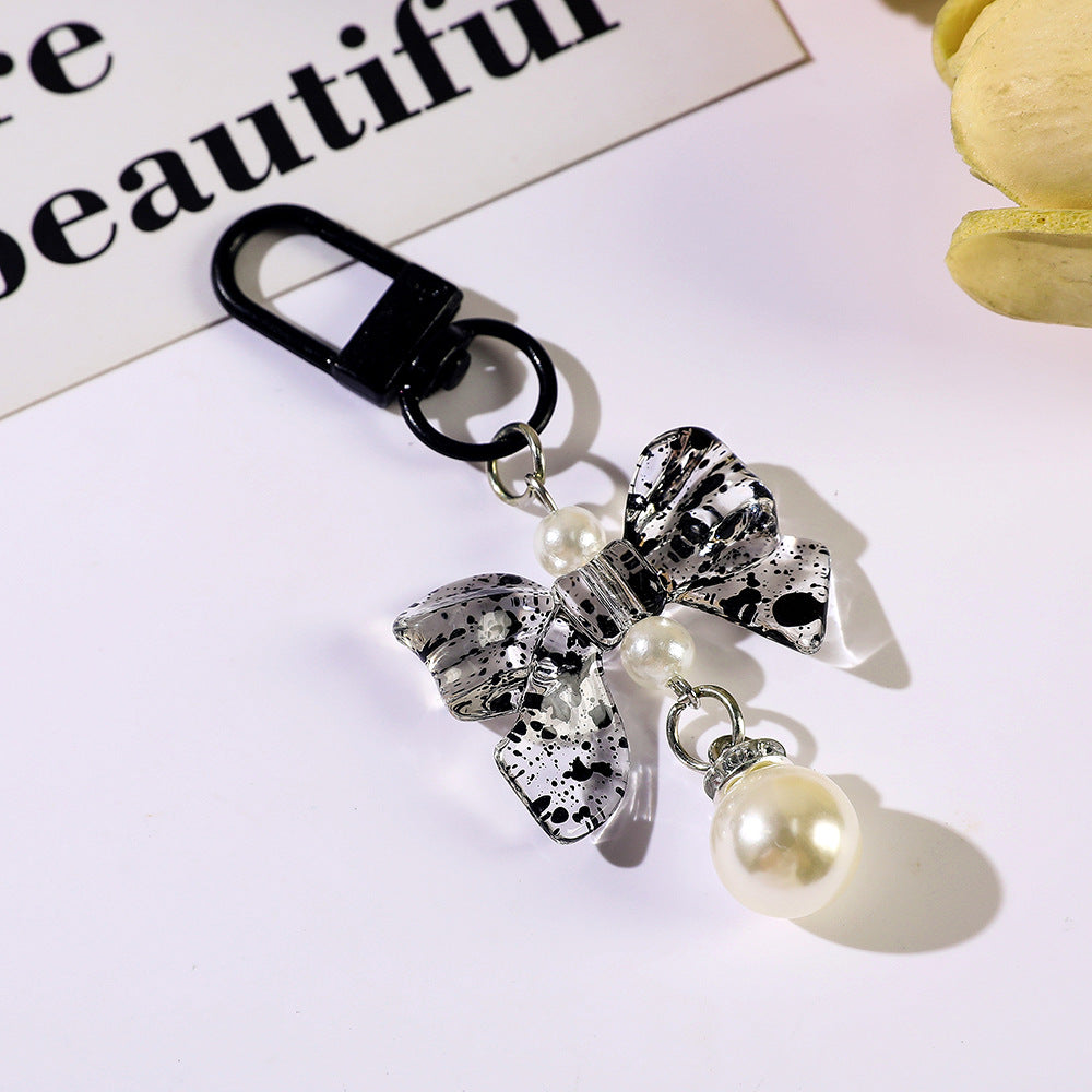 Starlight Bow and Pearl-Look Charm - Black
