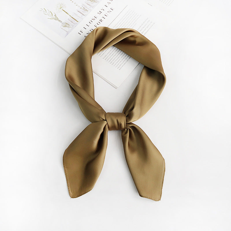 Everyday Satin Square Scarf 70 - Olive Brown