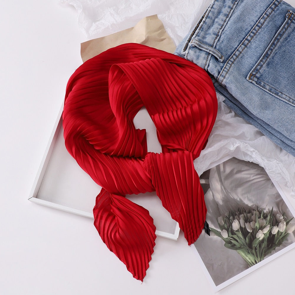 Pleated Square Scarf 70 - Burgundy