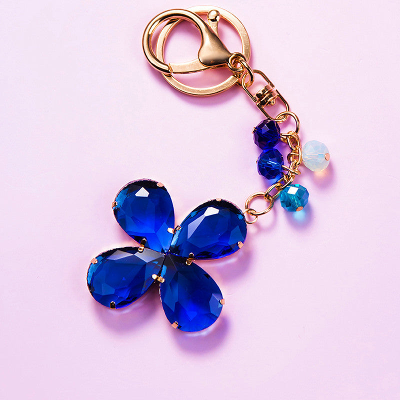 Faceted Clover Bag Charm - Sapphire Blue