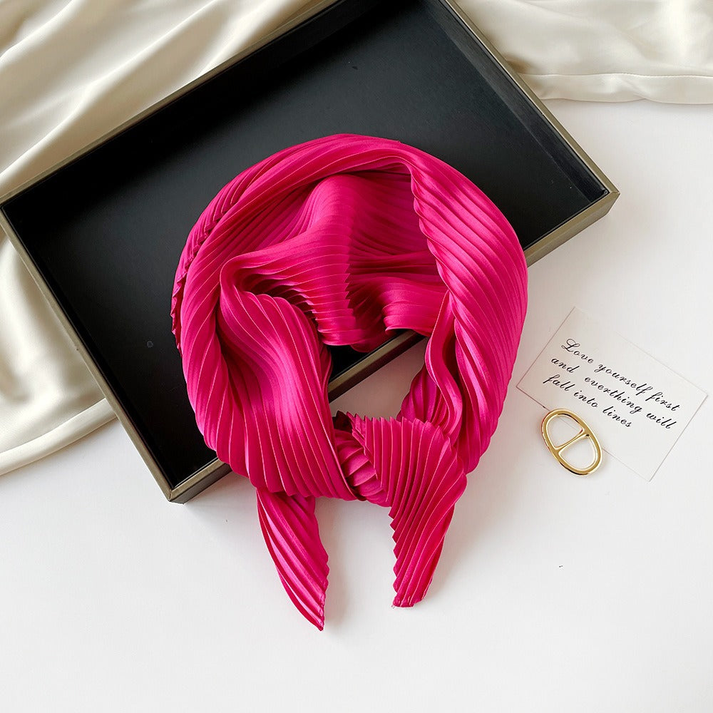 Pleated Square Scarf 70 - Rose