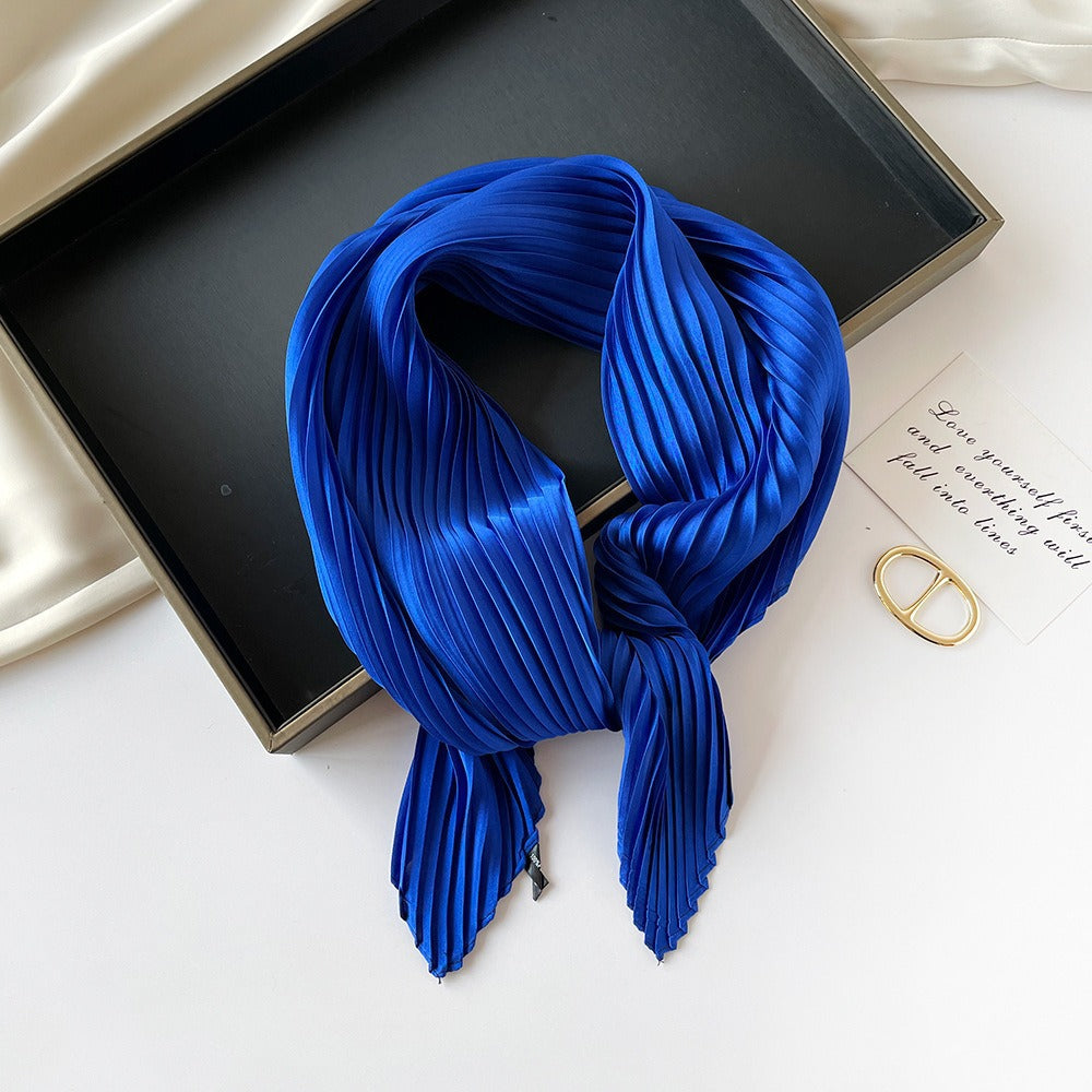 Pleated Square Scarf 70 - Royal blue