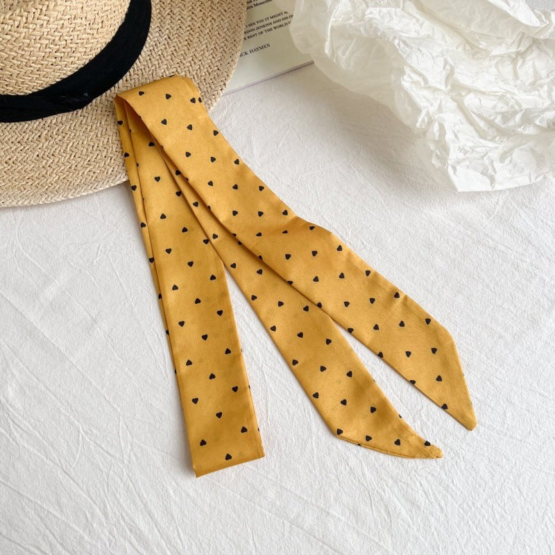 Polka-Dot Ribbon Scarf - Yellow Dots B