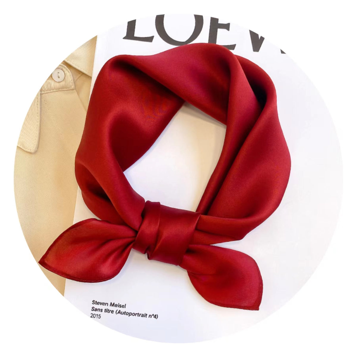 Everyday Satin Square Scarf 70 - Burgundy