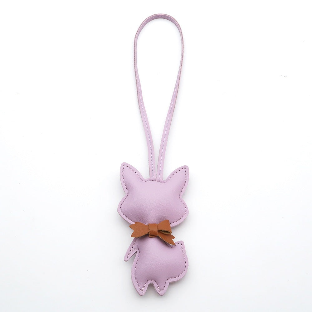Little Fox Faux-Leather Bag Charm - Purple