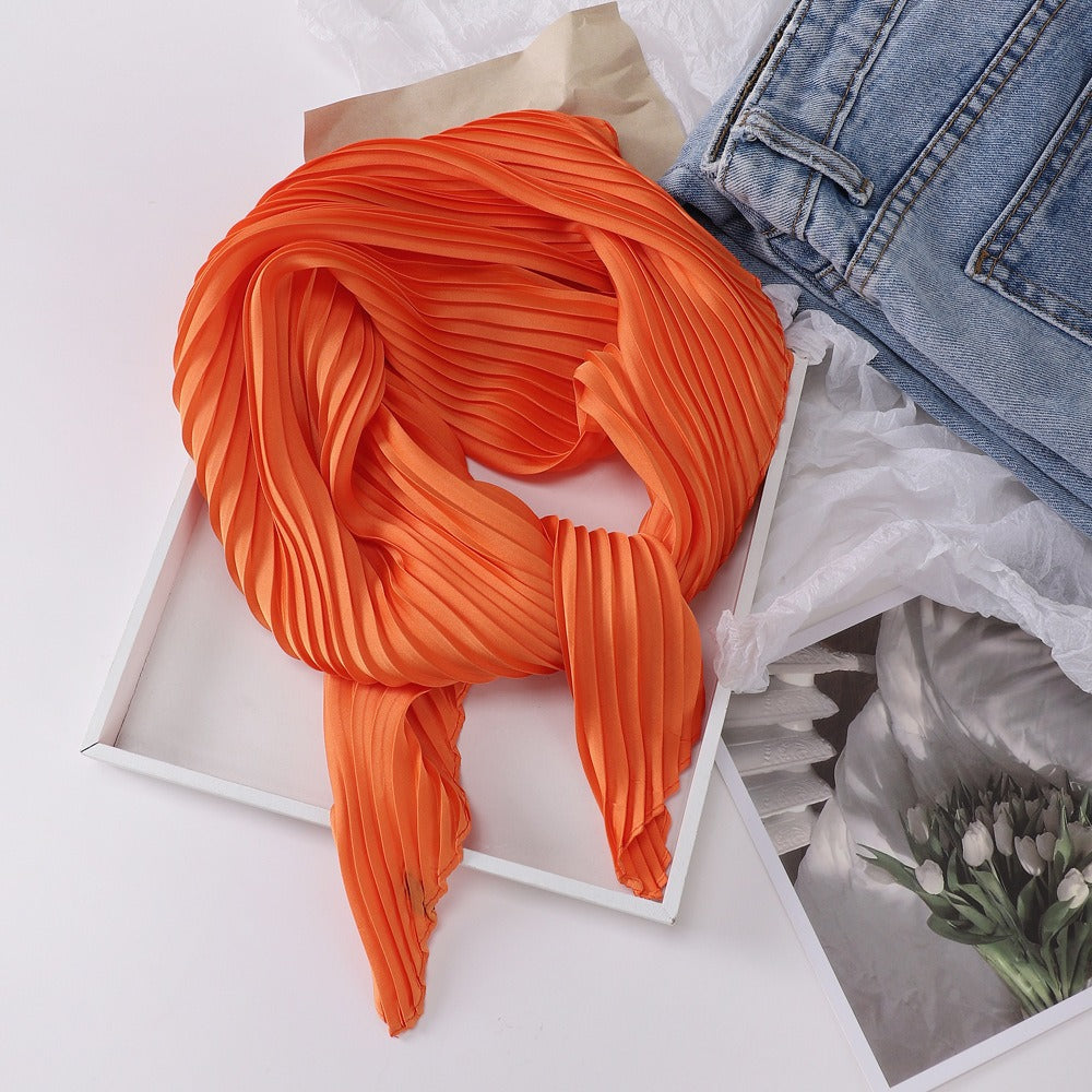 Pleated Square Scarf 70 - Orange