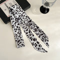 Leopard Ribbon Scarf - White and Grey