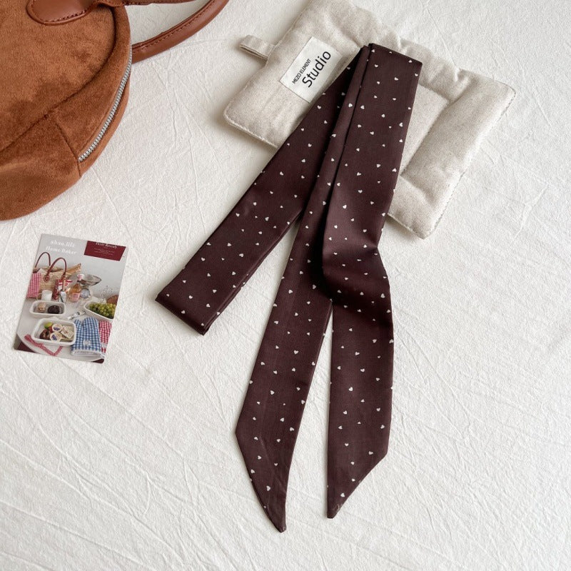Polka-Dot Ribbon Scarf - Brown Dots