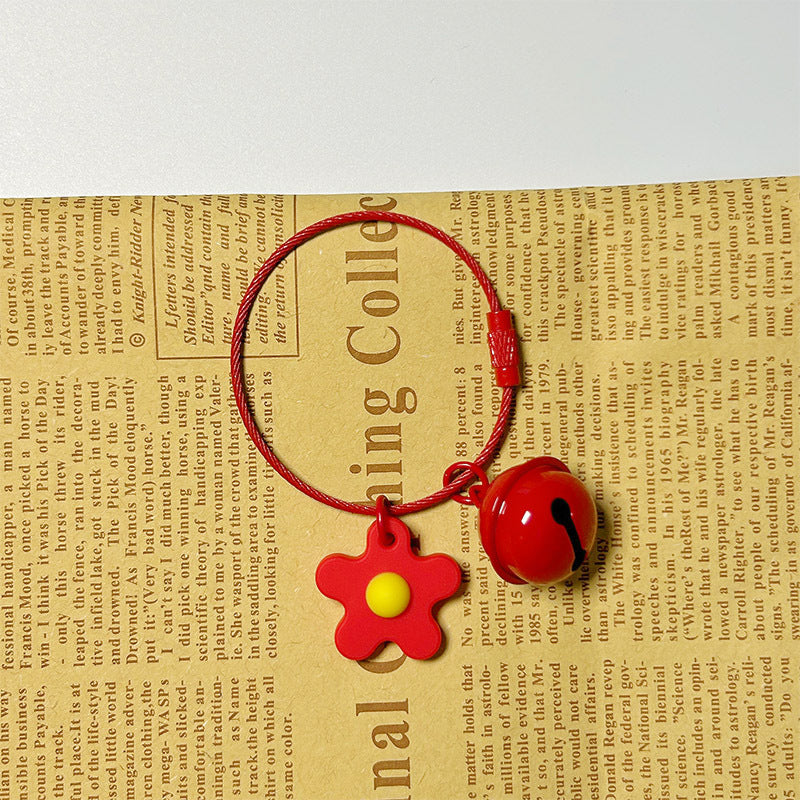 Little Flower Bell Bag Charm - Red