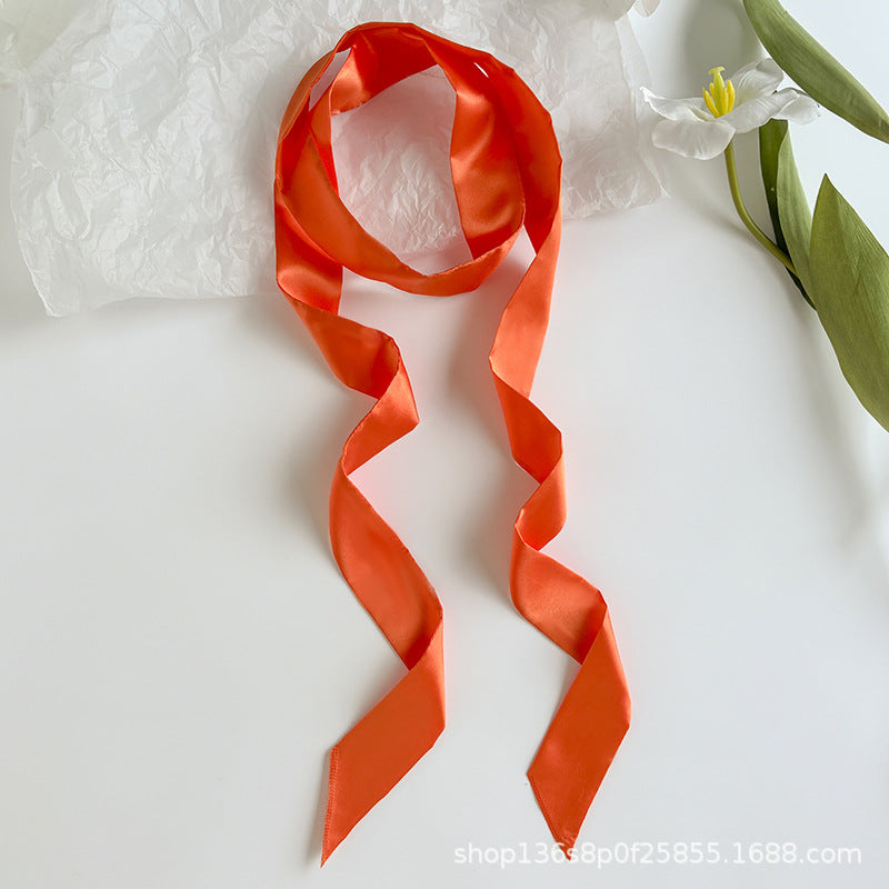 Long Colour Ribbon Scarf - Warm orange