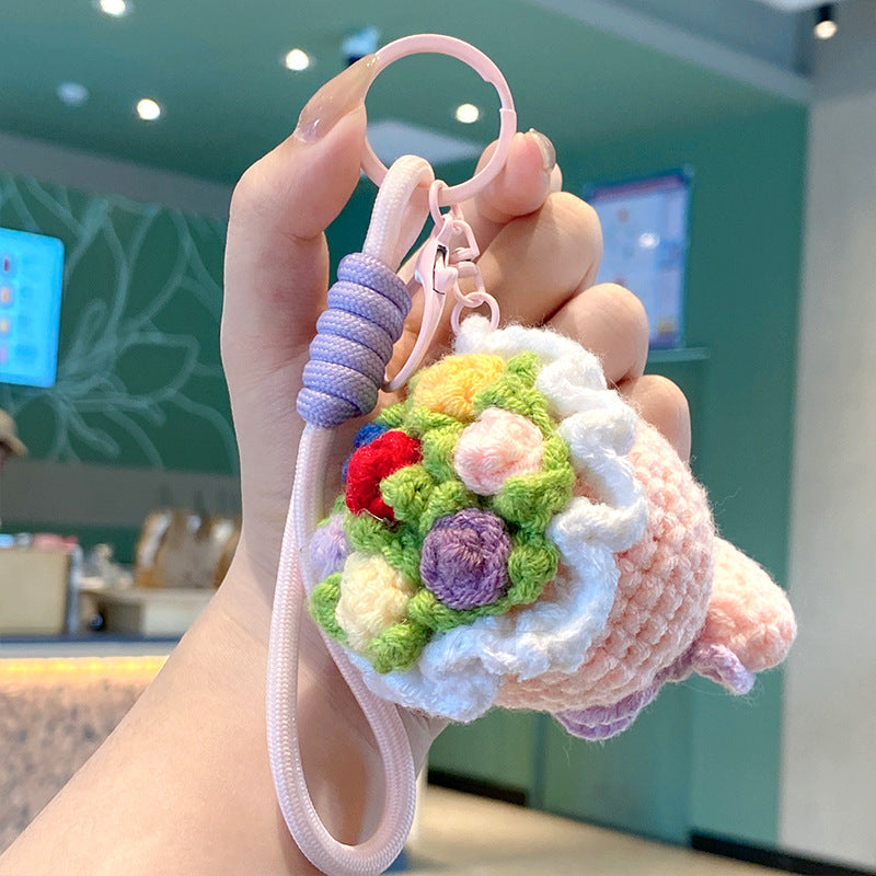 Mini Crochet Bouquet Bag Charm - Pink